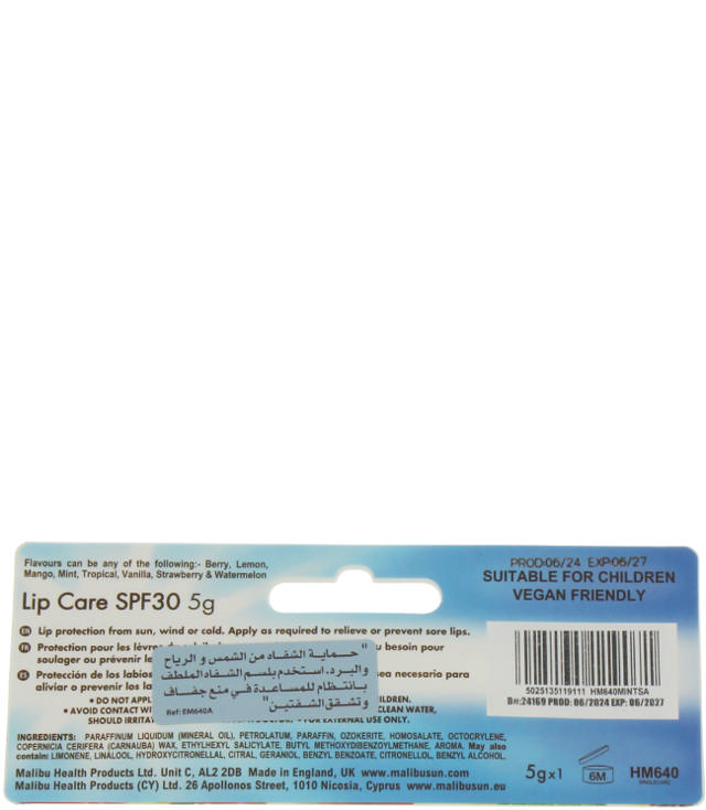 Malibu Lip Balm Mint SPF30, 30 ml. 